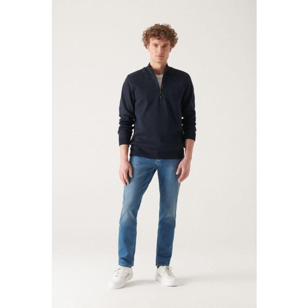 Avva Erkek Mavi Eskitme Yıkamalı Likralı Slim Fit Dar Kesim Jean Pantolon E003540 Erkek Jeans / Kot Pantolon Fiyatı