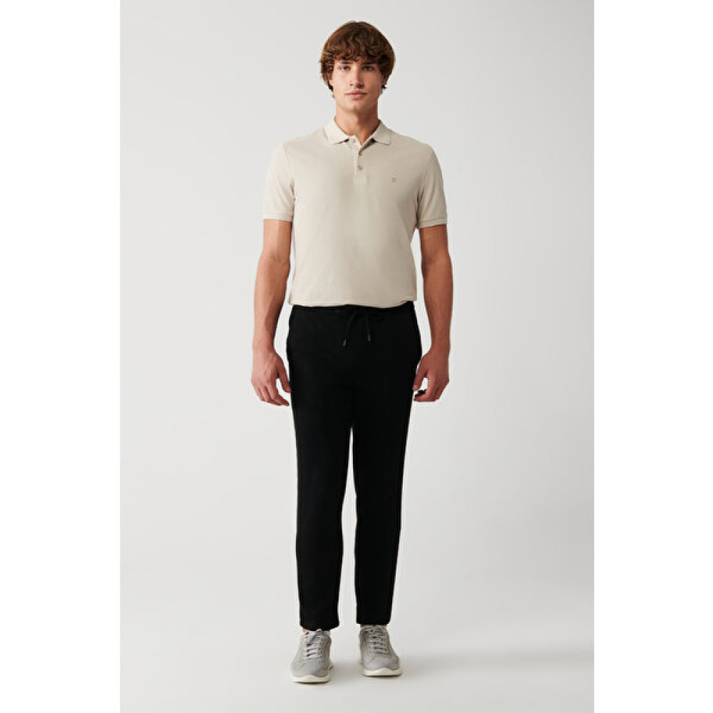 Avva Erkek Siyah Beli Lastikli Bağcıklı Örme Relaxed Fit Rahat Kesim Jogger Pantolon A31Y3027 Erkek Pantolon Fiyatı