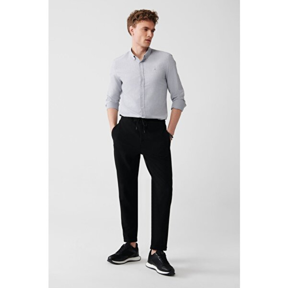 Avva Erkek Siyah Yandan Cepli Beli Lastikli Duble Paça Gofreli Relaxed Fit Rahat Kesim Pantolon B003026 Erkek Pantolon Fiyatı