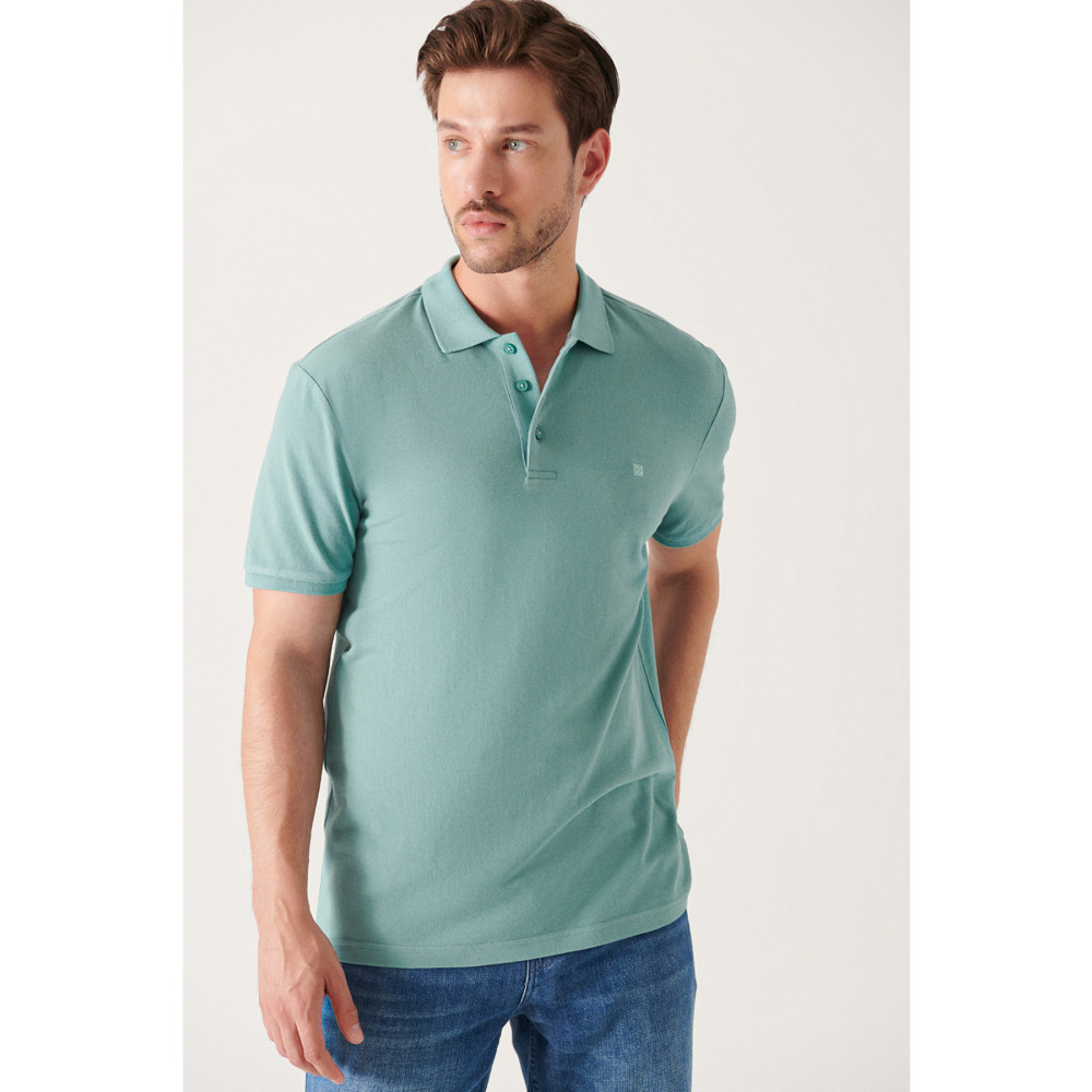 Avva Erkek Su Yeşili %100 Pamuk Serin Tutan Standart Fit Normal Kesim Polo Yaka T-shirt S Beden Erkek T-shirt Fiyatı