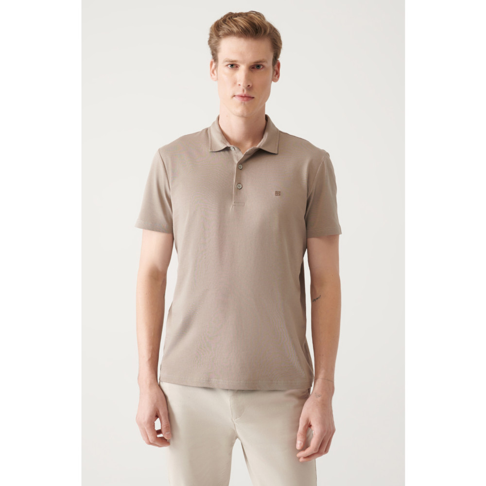 Avva Erkek Vizon %100 Pamuk Standart Fit Normal Kesim 3 Düğmeli Kıvrılmaz Polo Yaka T-shirt S Beden Erkek T-shirt Fiyatı