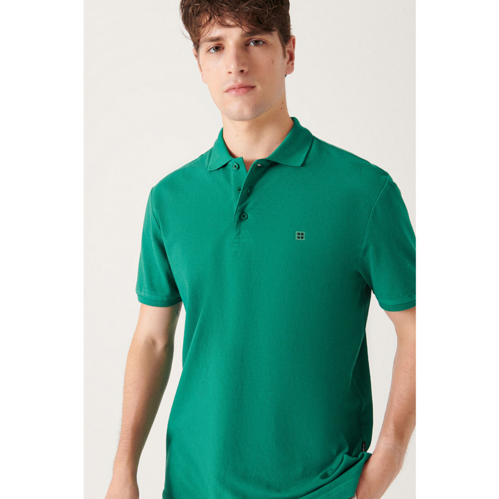 Avva Erkek Yeşil %100 Pamuk Serin Tutan Standart Fit Normal Kesim Polo Yaka T-shirt L Beden Erkek T-shirt Fiyatı