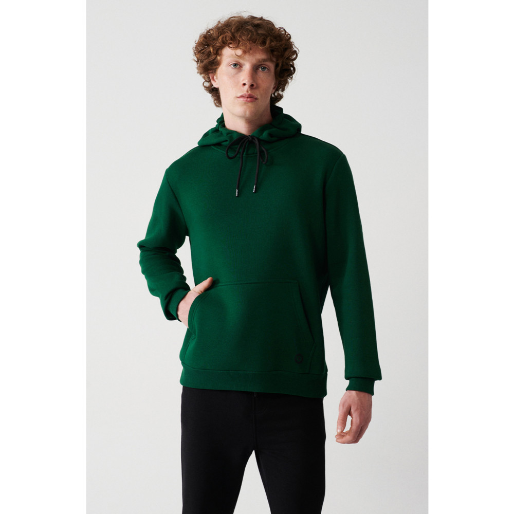 Avva Erkek Yeşil Unisex Sweatshirt Kapüşonlu Yaka Içi Polarlı 3 Iplik Pamuklu Standart Fit Normal Kesim E L Beden Bayan Sweatshirt Fiyatı