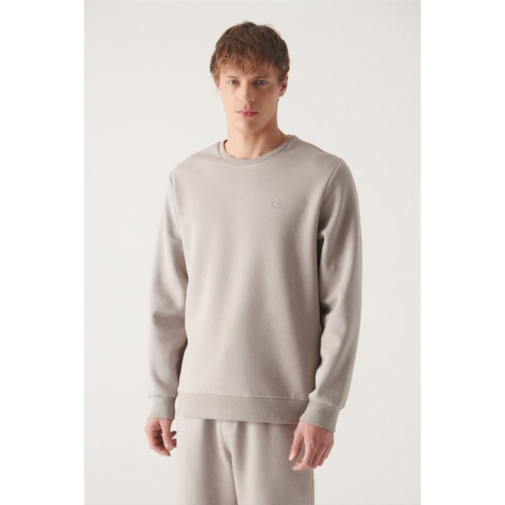 Avva Taş Bisiklet Yaka İçi Polarlı 3 İplik Pamuklu Standart Fit Normal Kesim Unisex Sweatshirt E001017 Erkek Sweatshirt Fiyatı