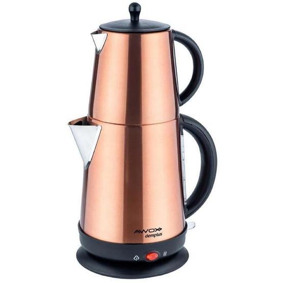 Awox Demplus 2200 W 0.7 lt Demleme 1.7 lt Su Isıtma Kapasiteli Çelik Çay Makinesi Gold Çay Makineleri Fiyatı