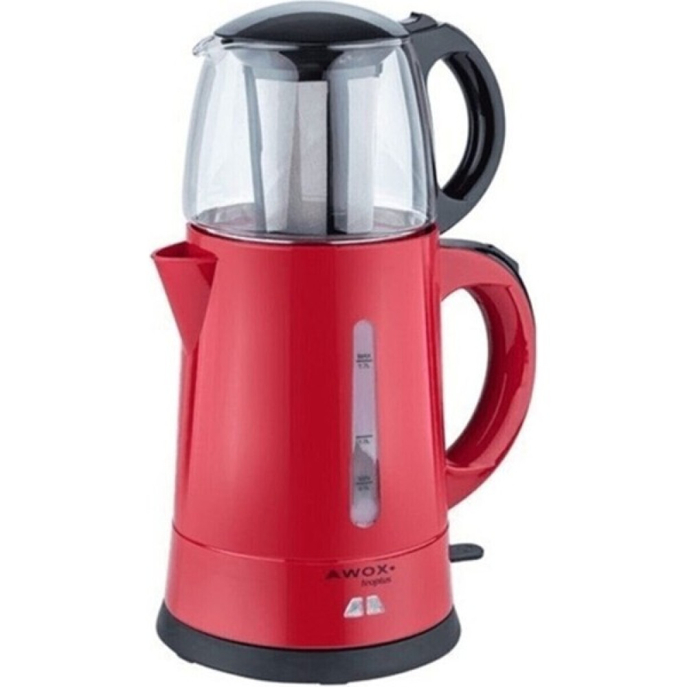 Awox Teaplus Kırmızı Elektrikli Cam Demlikli Çaycı Çay Çakinesi Teaplus Çay Makineleri Fiyatı