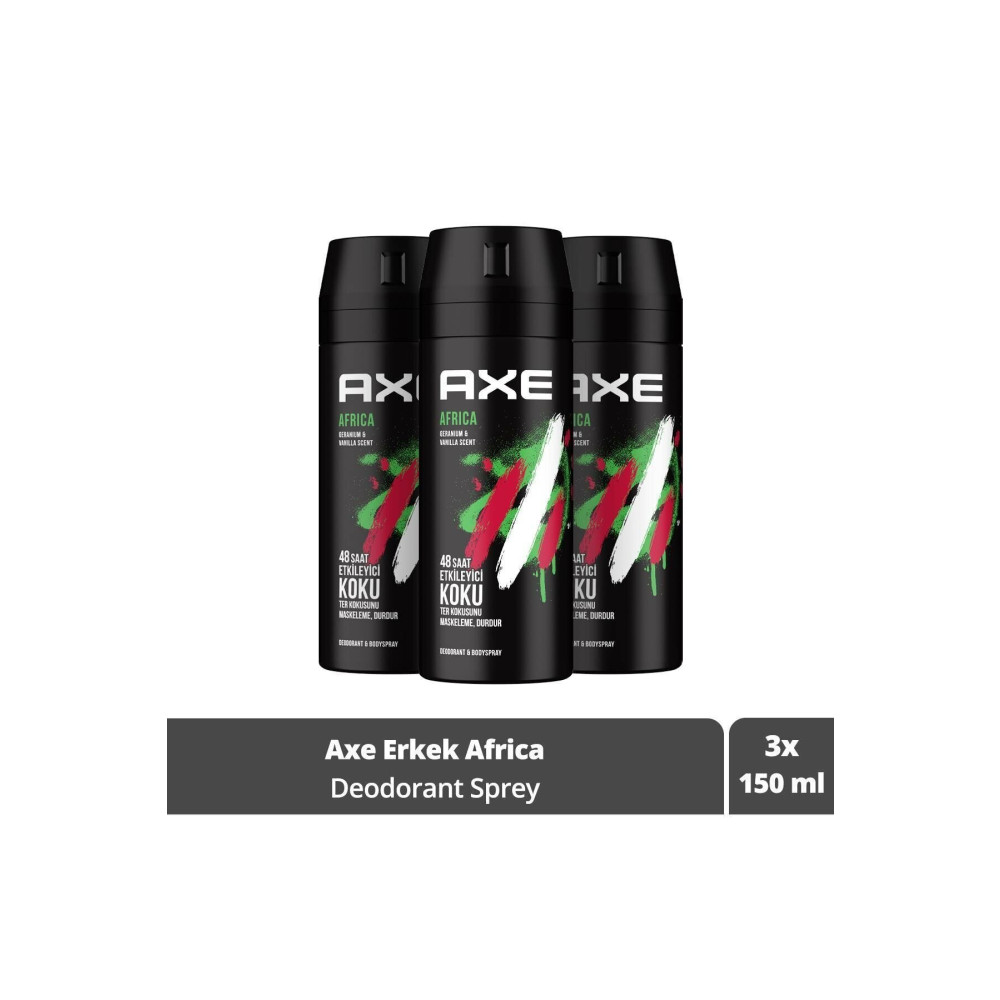 Axe Erkek Sprey Deodorant Africa 48 Saat Etkileyici Koku 150 ml X3 Adet Deodorantlar Fiyatı