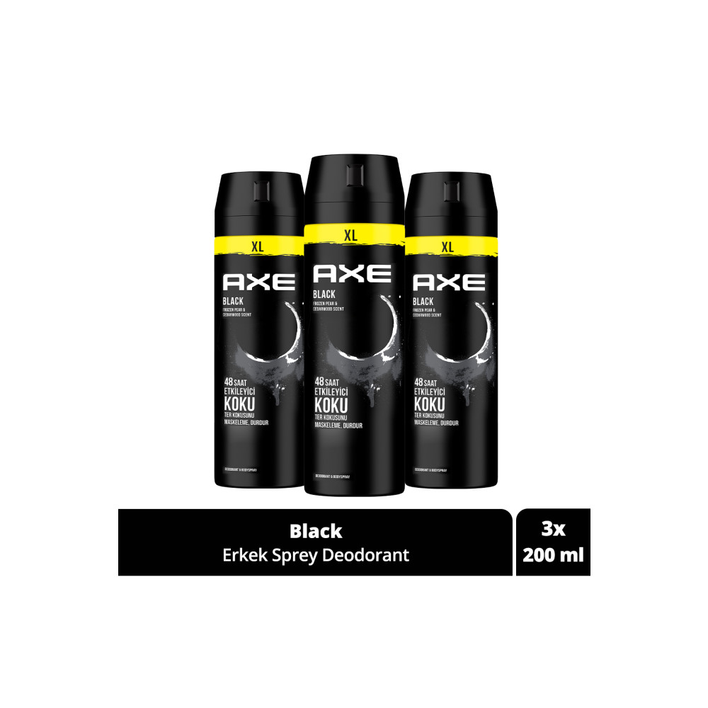 Axe Erkek Sprey Deodorant Black Xl 48 Saat Etkileyici Koku 200 ml X3 Adet Deodorantlar Fiyatı