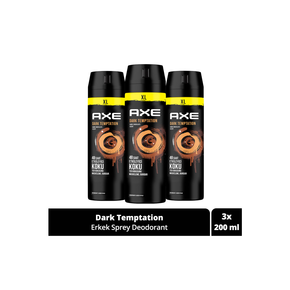 Axe Erkek Sprey Deodorant Dark Temptation Xl 48 Saat Etkileyici Koku 200 ml X3 Adet Deodorantlar Fiyatı