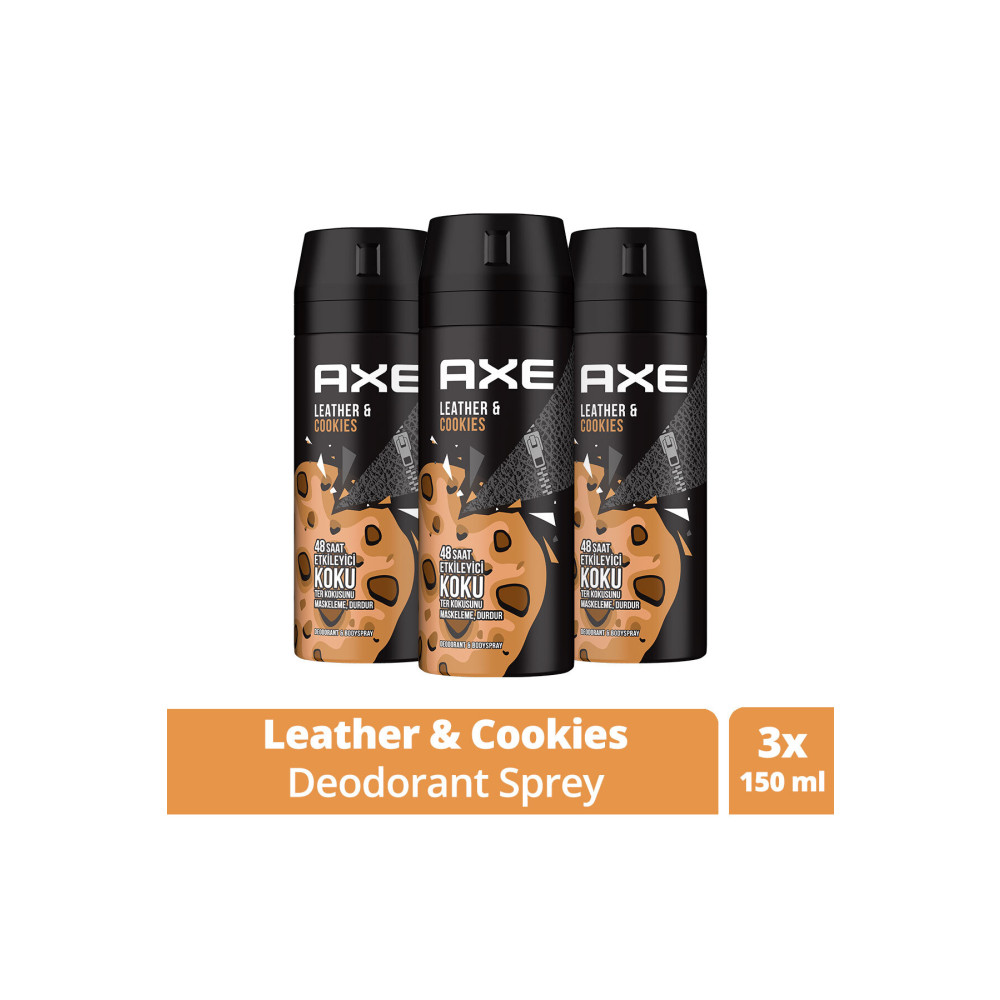 Axe Erkek Sprey Deodorant Leather & Cookies 48 Saat Etkileyeci Koku 150 ml X3 Adet Deodorantlar Fiyatı