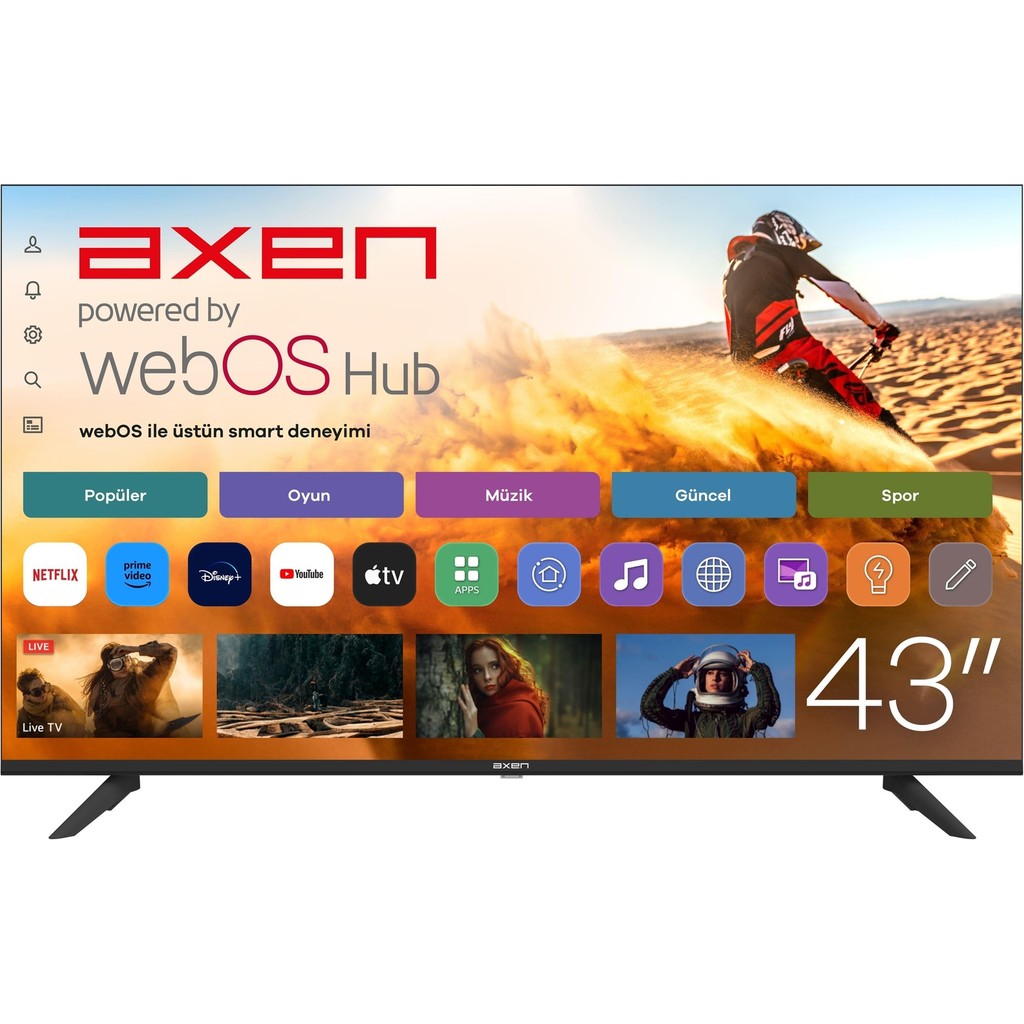 Axen AX43FMLN-W02S 43'' 109 Ekran Uydu Alıcılı Full HD webOS LED TV Televizyonlar Fiyatı