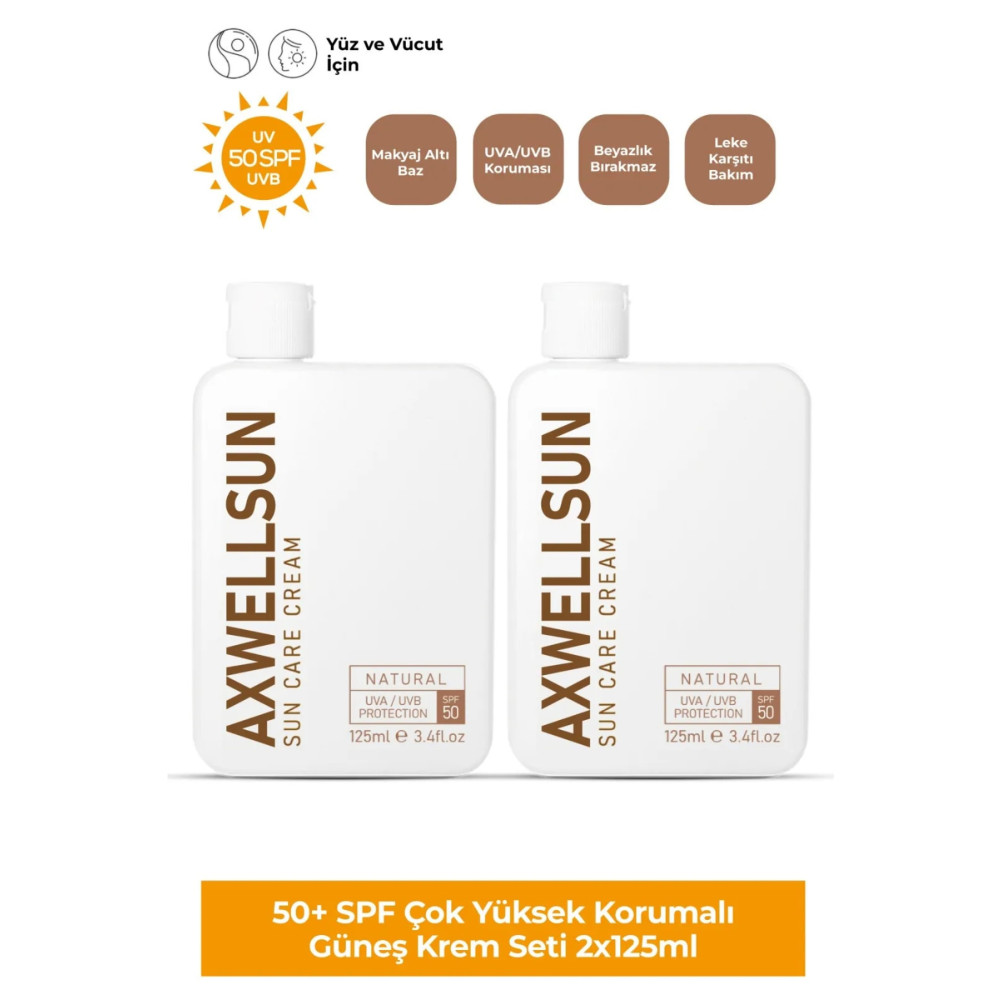 AXWELL 50 SPF+ 2 Li Fırsat Seti Leke Karşıtı Nemlendirici Yüksek Koruma Güneş Kremi Güneş Kremleri ve Losyonları Fiyatı