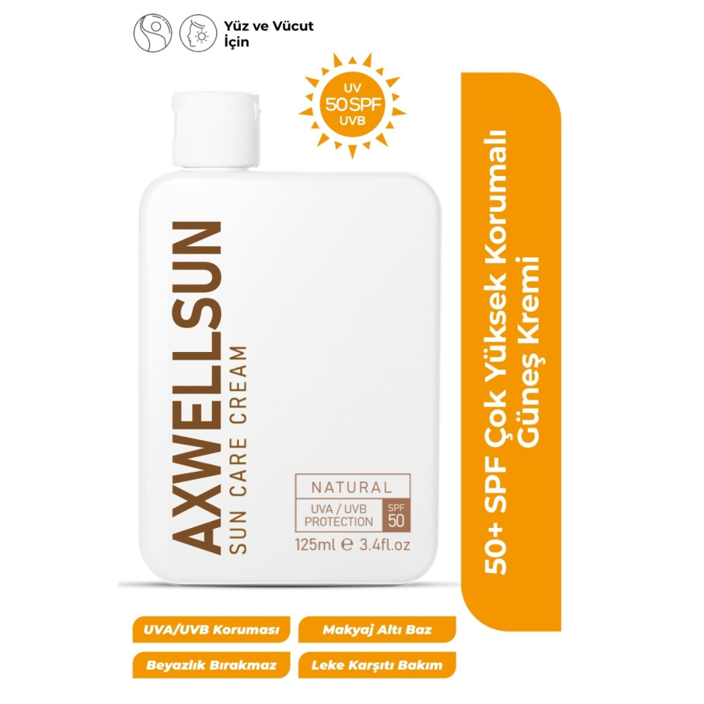 AXWELL 50 SPF+ Leke Karşıtı Nemlendirici Yüksek Koruma Güneş Kremi 125 ml Güneş Kremleri ve Losyonları Fiyatı