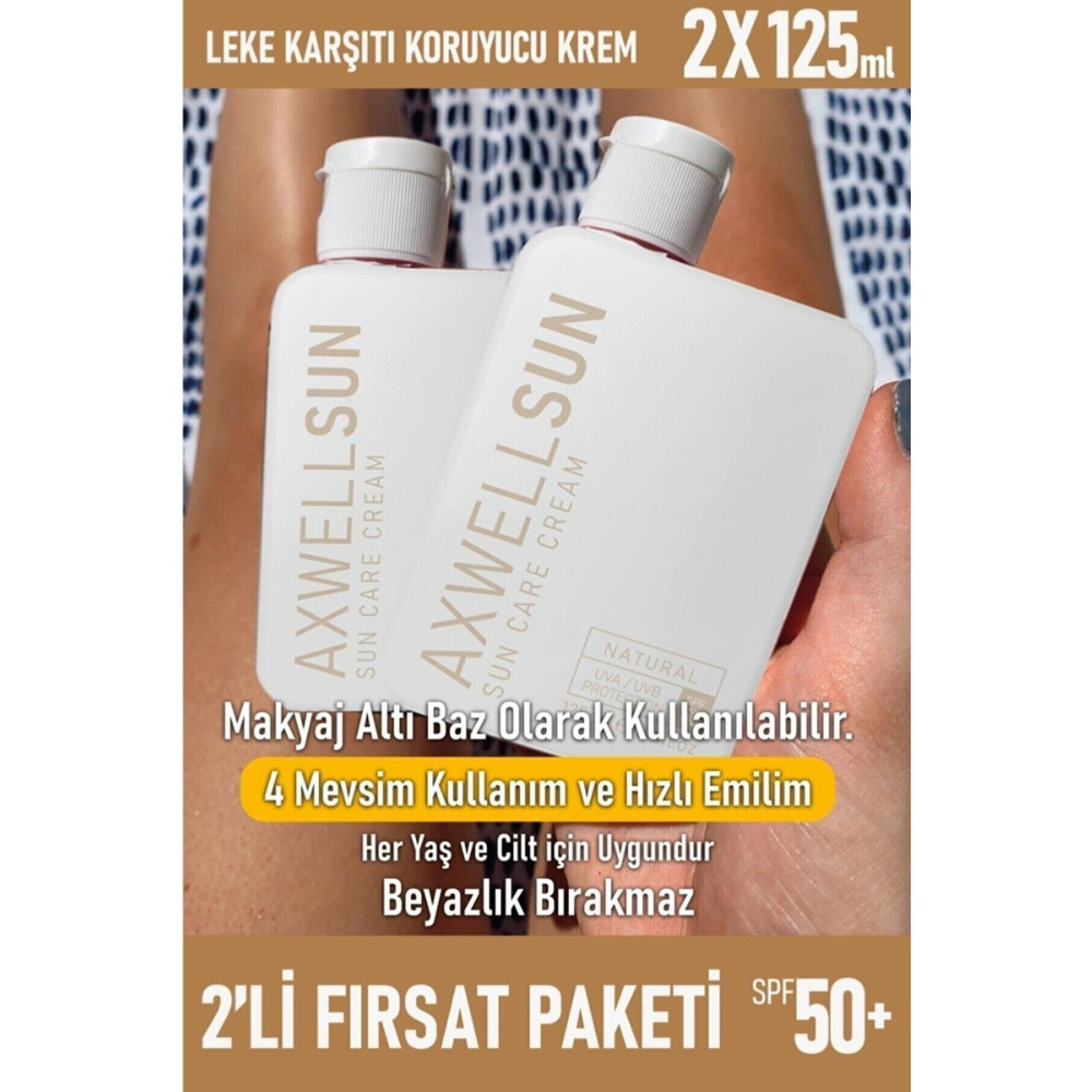 AXWELL Premium Sun Care Cream Leke Karşıtı Güneş Koruyucu Krem Spf50 + 125 Ml 2 Adet Güneş Kremleri ve Losyonları Fiyatı