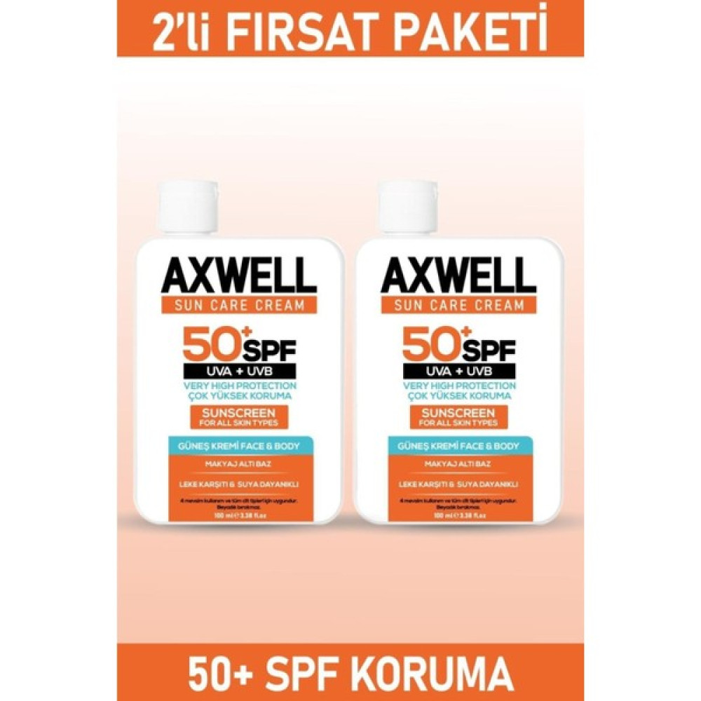 Axwell Spf 50+ 2li Seti Leke Karşıtı Nemlendirici Yüksek Koruma Güneş Kremi 100ML Güneş Kremleri ve Losyonları Fiyatı