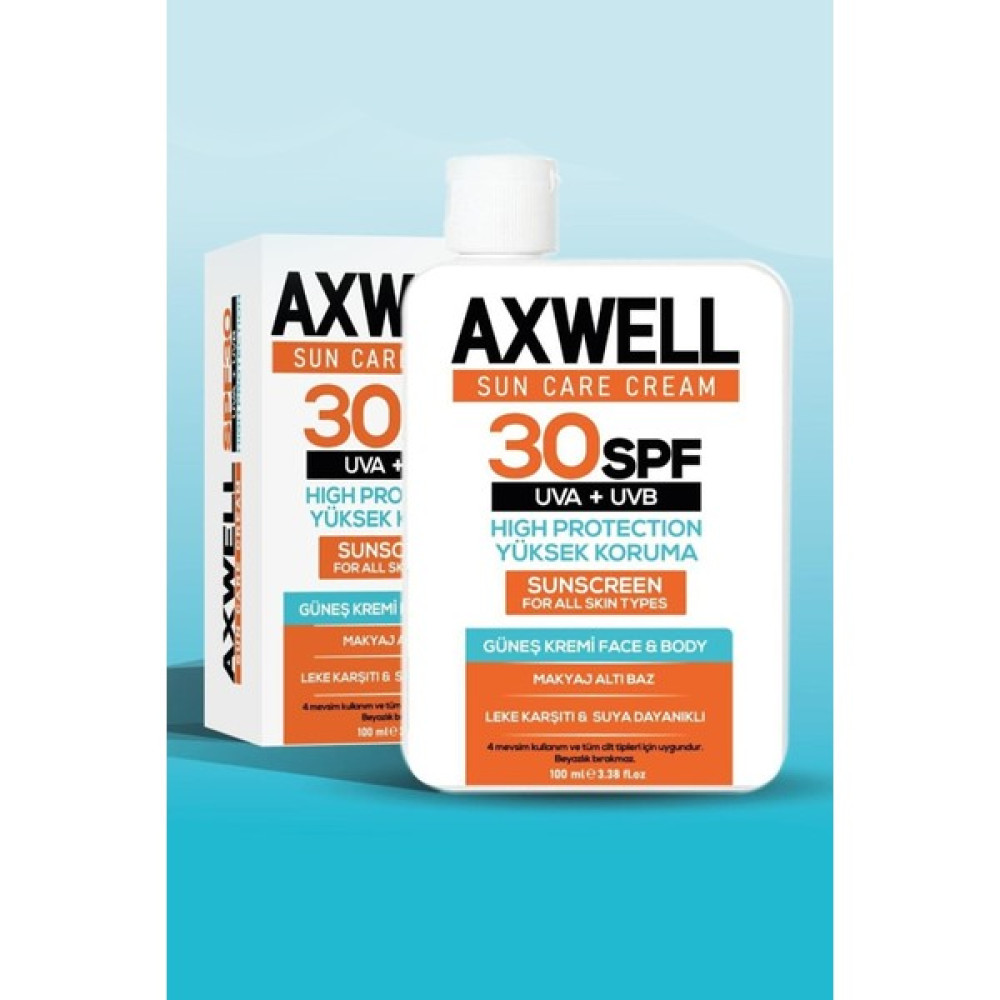 Axwell Sun Care Cream Güneş Kremi Yüksek Koruma 30 Spf 100ML Güneş Kremleri ve Losyonları Fiyatı