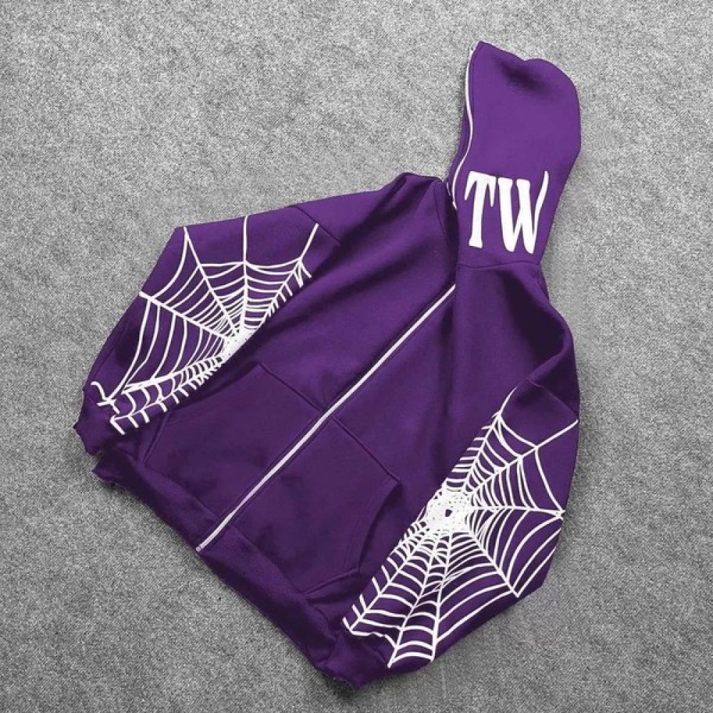 Axxan Erkek Bape Spider Baskılı Oversize Hırka - Mor Erkek Hırkalar Fiyatı