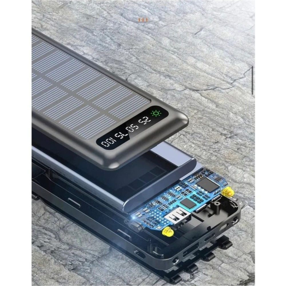 Axya GÜNEŞ ENERJİLİ SOLAR PANELLİ Powerbank 20000mah Led Işıklı Taşınabilir Şarj Aleti - Beyaz Taşınabilir Şarj Cihazı - Powerbank Fiyatı
