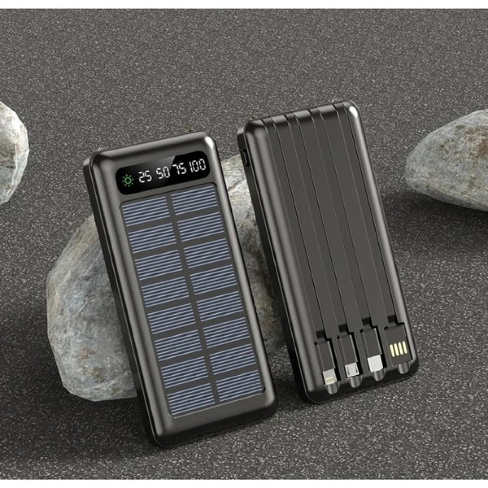 AXYA Powerbank Güneş Enerjili Solar Panelli LED Işıklı Taşınabilir Şarj Aleti 30000 Mah - Beyaz Taşınabilir Şarj Cihazı - Powerbank Fiyatı