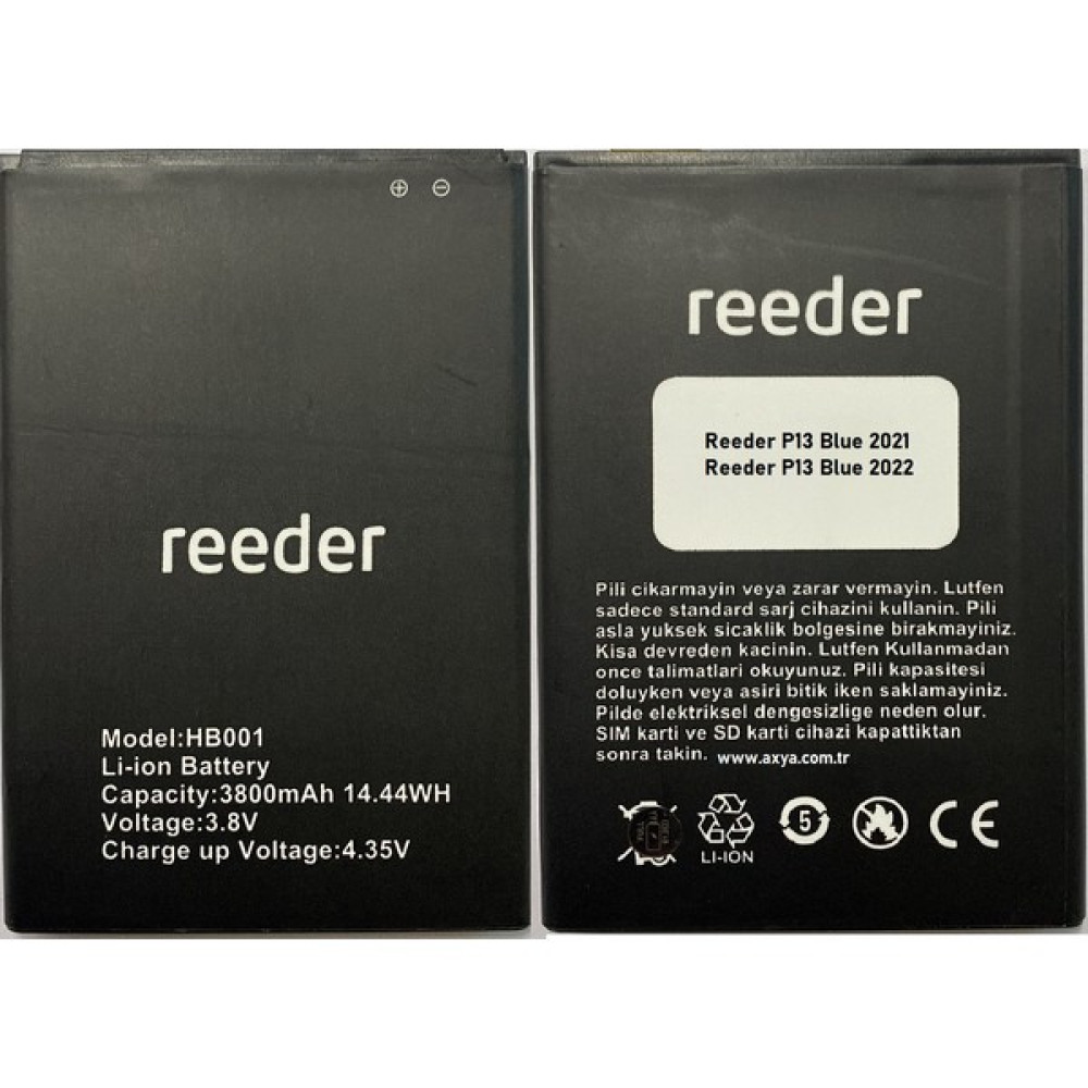 AXYA Reeder P13 Blue 2021 2022 Batarya Pil HB001 Cep Telefonu Bataryası Fiyatı