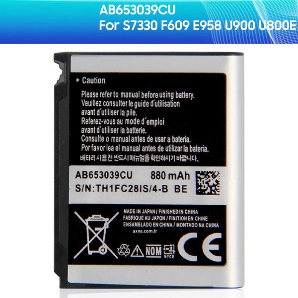 AXYA Samsung S7330 S3310 U900 Pil Batarya AB653039CU Cep Telefonu Bataryası Fiyatı