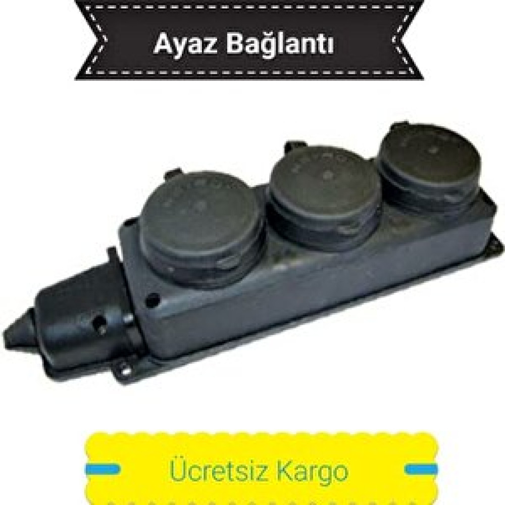 Ay-Civ Ne-ad Kauçuk 1x16a Kapaklı 3’lü (üçlü) Grup Priz Siyah Prizler Fiyatı