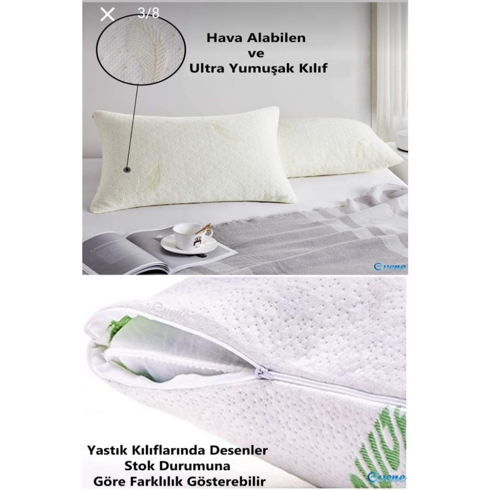AY Home 2 Adet Ortopedik Vısco Yastık Boyun Fıtığıboyun Düzleşmesi Destekli Lüksortapedikyastık - 50 x 70 cm - Krem Rengi Yastık Fiyatı