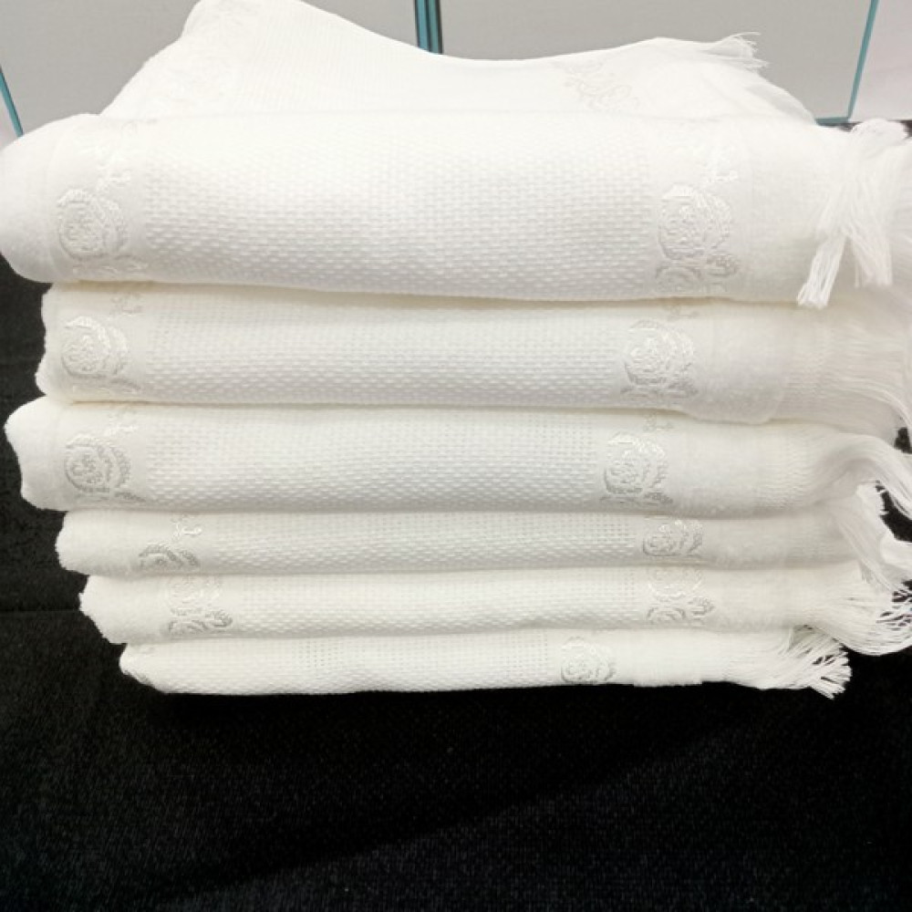 AY Home Kanaviçe Işleme Kadife Soft Beyaz Havlu Seti 6 Adet 50 x 90 cm El / Yüz Havlusu Fiyatı