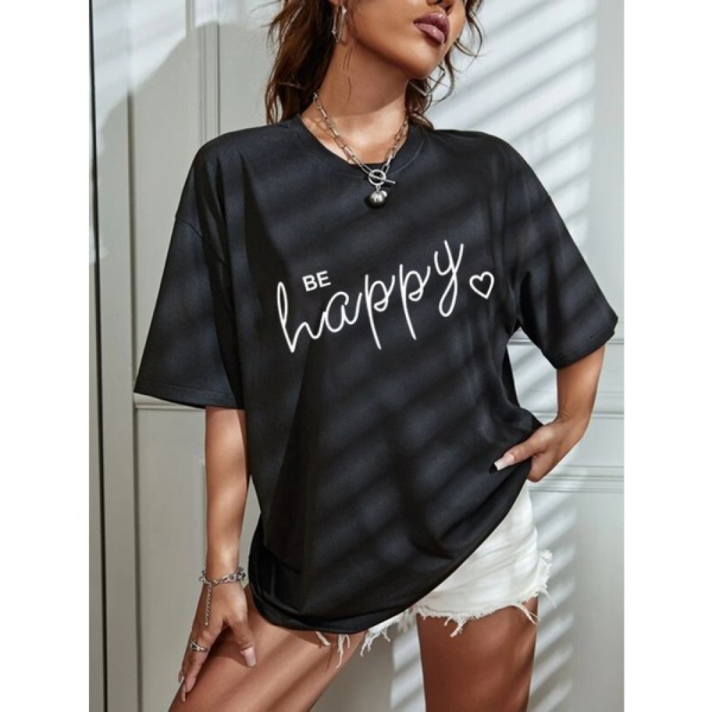 Ay New Moda Be Happy Baskılı T-Shirt Unisex Erkek T-shirt Fiyatı
