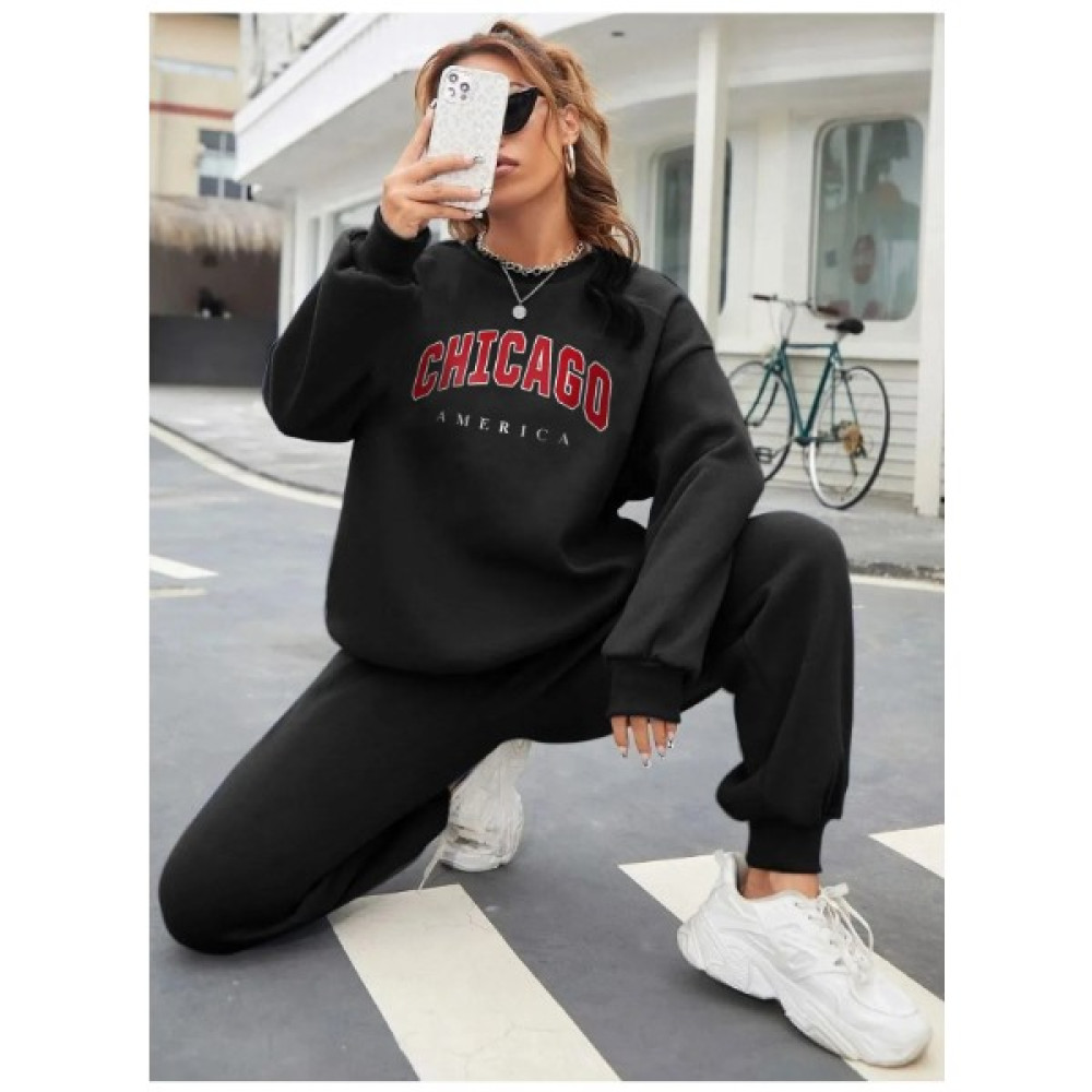 Ay New Moda Kadın Çhikago Baskılı Sweatshirt Eşofman Alt Üst Takımı Kadın Eşofman Fiyatı
