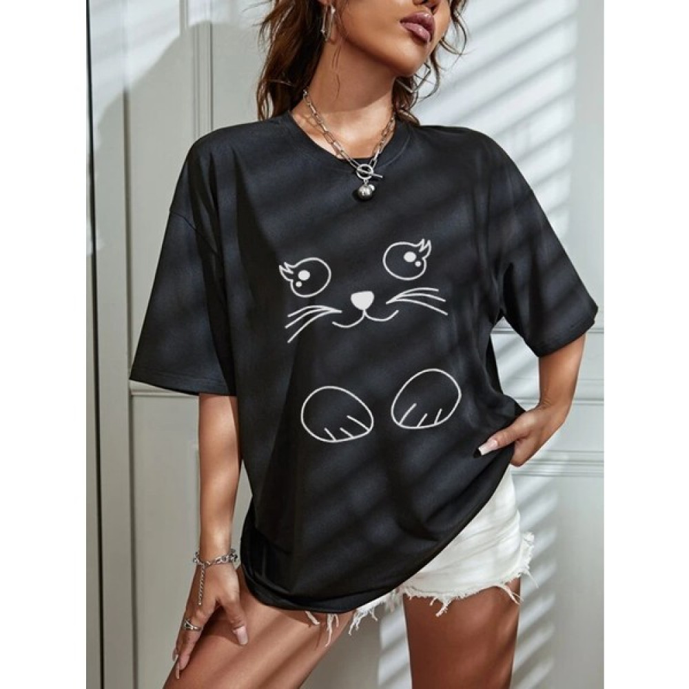 Ay New Moda Şirin Kedi Baskılı T-Shirt T-Shirt & Sweatshirt (Outdoor) Fiyatı