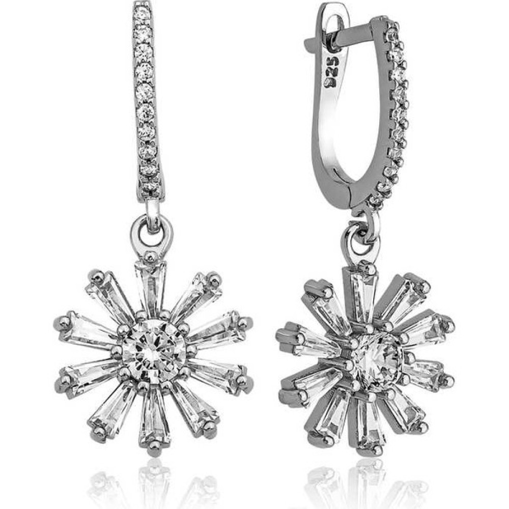Aya Diamond Gümüş Trapez Taşlı Çiçek Bayan Küpe Gümüş Küpe Fiyatı