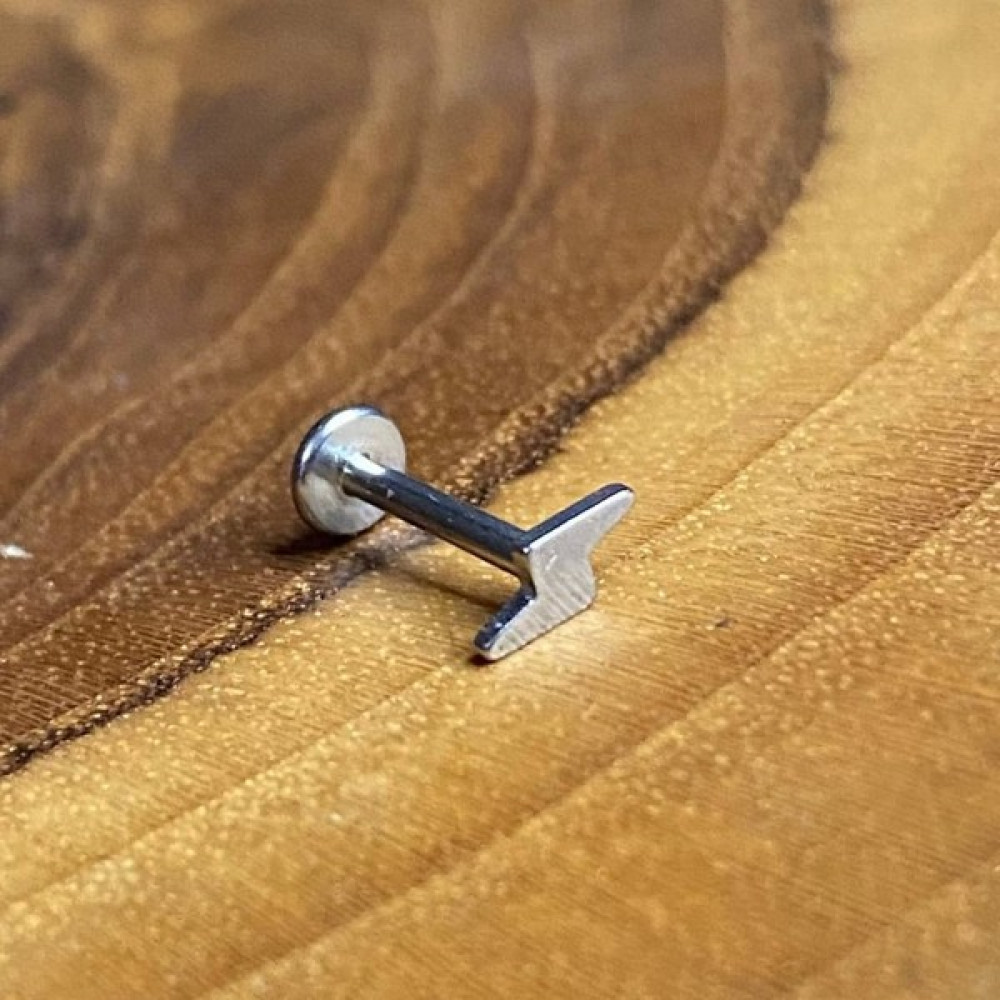 Aya Tasarım Çelik Kararmaz Şimşek Figürlü Piercing - 8 mm - Gümüş Altın & Gümüş Piercing Fiyatı