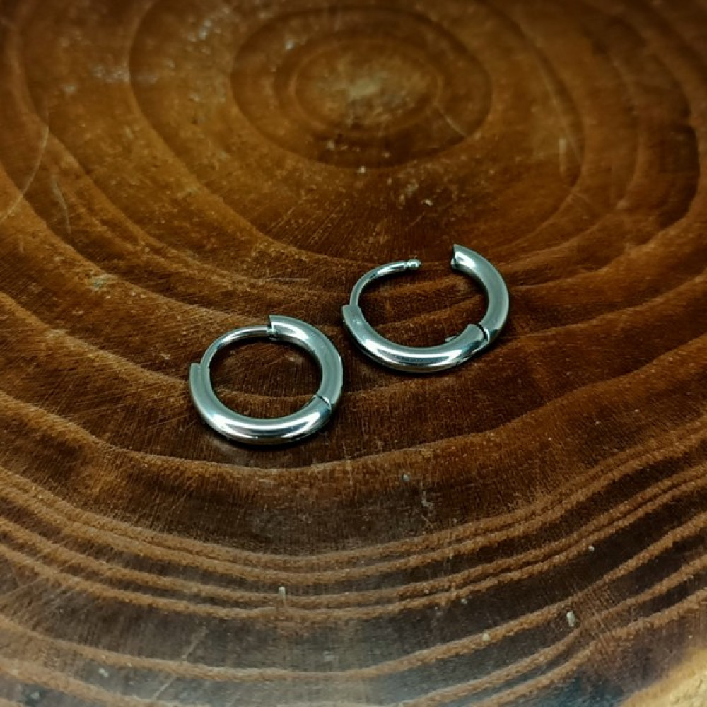 Aya Tasarım Çift Halka Gümüş Renk Çelik 8 mm Küpe Bijuteri Küpe Fiyatı