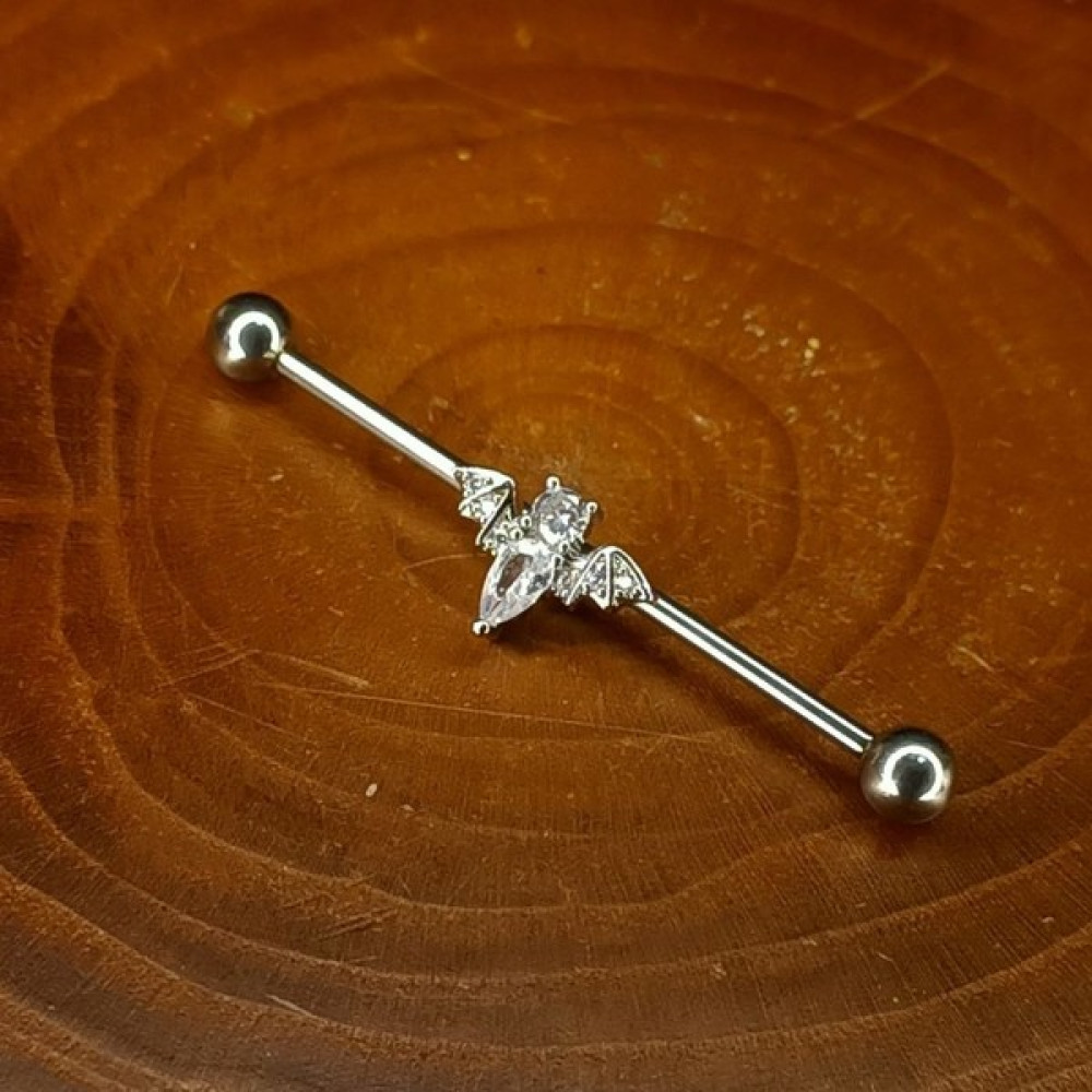 Aya Tasarım Yarasa Taşlı Köprü Piercing Altın & Gümüş Piercing Fiyatı