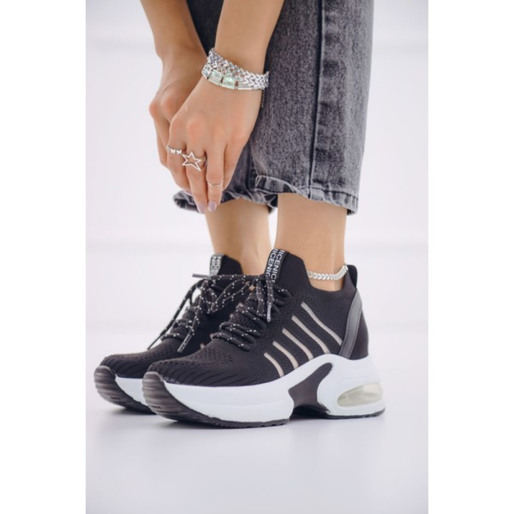 Ayakkabı Delisiyim Dansel Gizli Dolgu Topuk Siyah Triko Kadın Spor Ayakkabı Sneaker Spor Ayakkabı Fiyatı