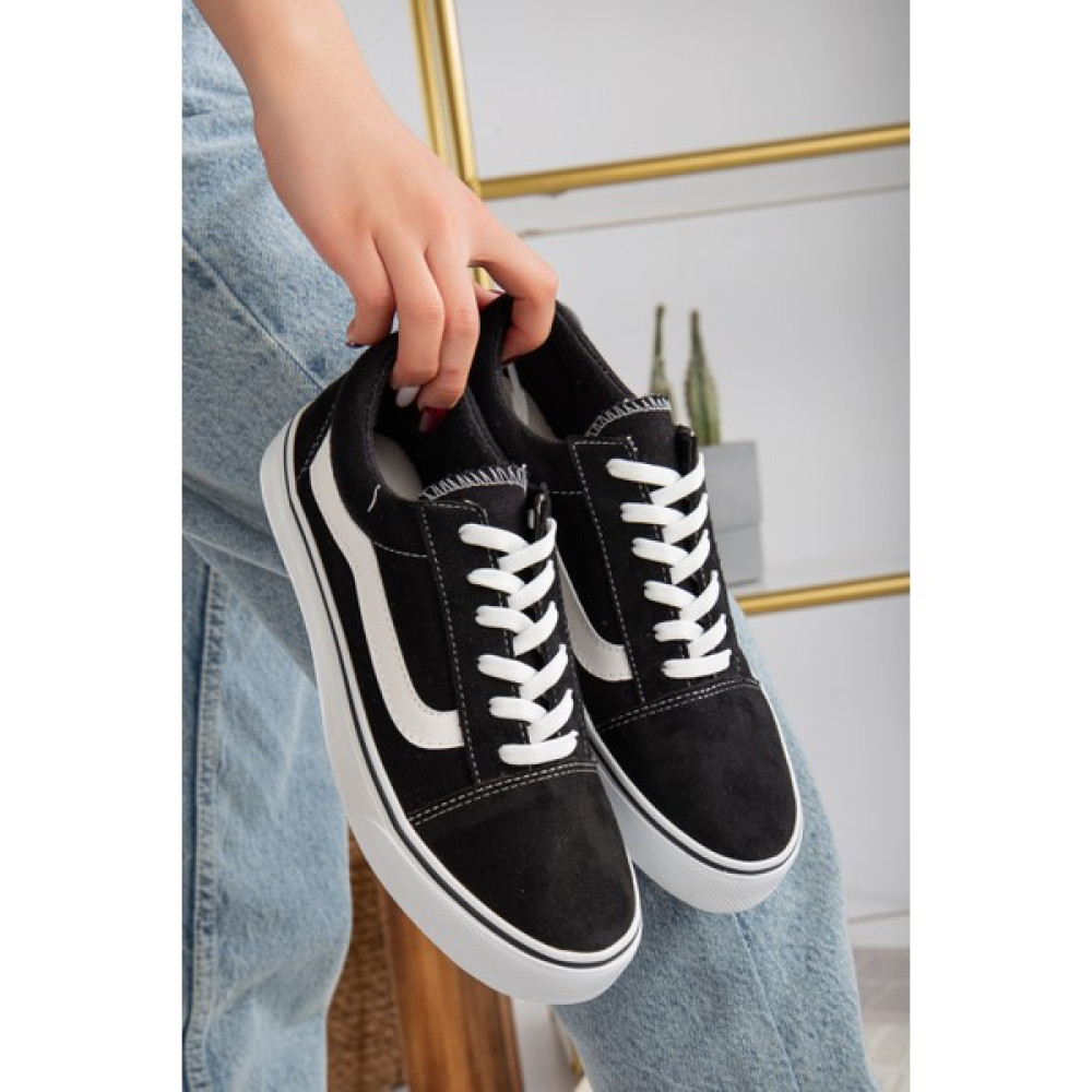 Ayakkabı Havuzu Günlük Siyah Sneaker Spor Ayakkabı Keten Bağcıklı Spor Ayakkabı Fiyatı