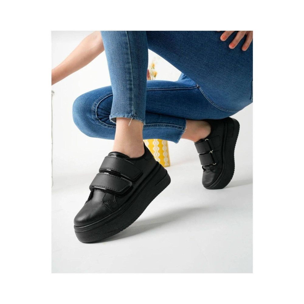 ayakkabıhavuzu Siyah Yüksek Tabanlı Cırt Bantlı Sneaker 38 Beden Spor Ayakkabı Fiyatı