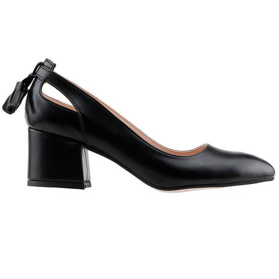 Ayakland 544-1150 Siyah Babet 5 cm Topuk Kadın Cilt Sandalet Ayakkabı