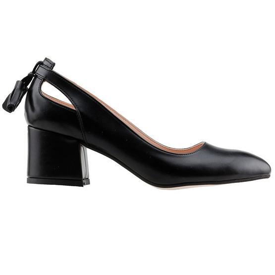 Ayakland 544-1150 Siyah Babet 5 cm Topuk Kadın Cilt Sandalet Ayakkabı