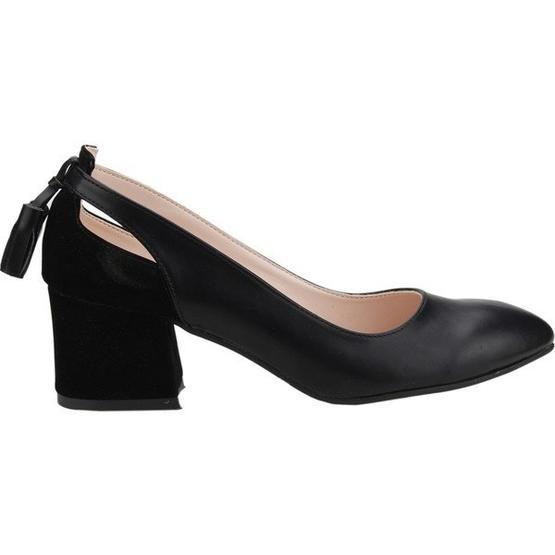 Ayakland 544-1150 Siyah Babet 5 cm Topuk Kadın Cilt Sandalet Ayakkabı