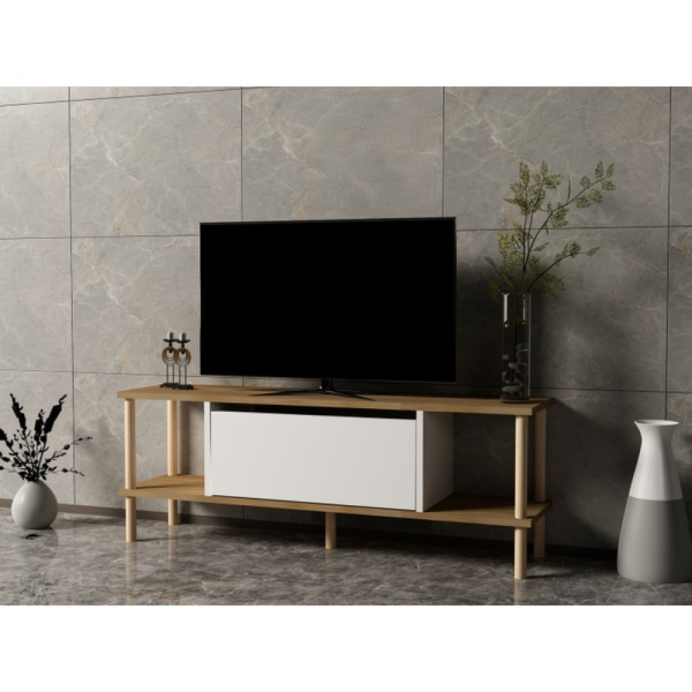Ayaz Home Ideal Tv Ünitesi Meşe-Beyaz - Beyaz - Meşe Tv Ünitesi / Sehpası Fiyatı