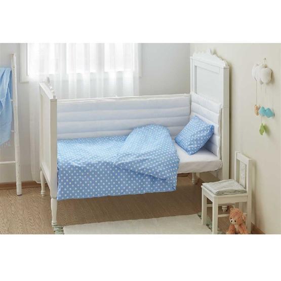 Aybi Baby Beyaz Mavi Basic Bebek Nevresim Takımı