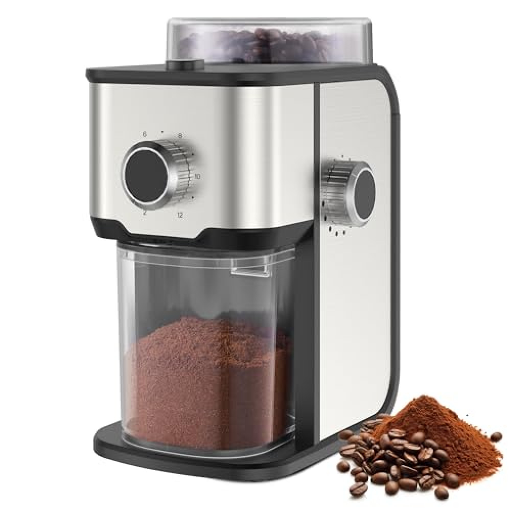 AYCHIRO Burr Coffee Grinder, Adjustable Coffee Bean Grinder Electric with 14 Grinding Settings,2-12 Cups for Espresso, Drip Coffee and French Press