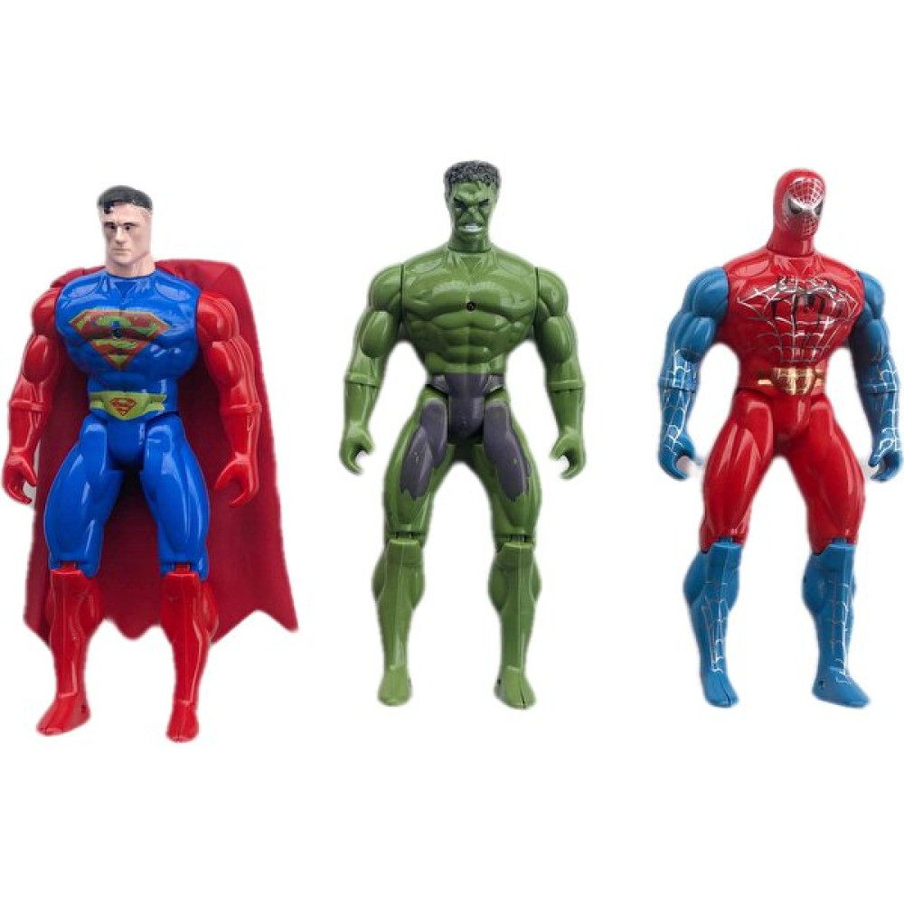 Aydede Oyuncak Avengers Süper Kahraman Hulk,spiderman ve Süperman Üçlü Set Işıklı Oyuncak 28CM Oyuncak Fiyatı