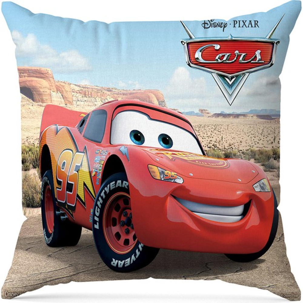 Aydemir Tekstil Şimşek Mcqueen Baskılı Dijital Dekoratif Kırlent Kılıfı - 43 x 43 cm - Açık Mavi - Kırmızı Kırlent / Mobilya Yastığı Fiyatı