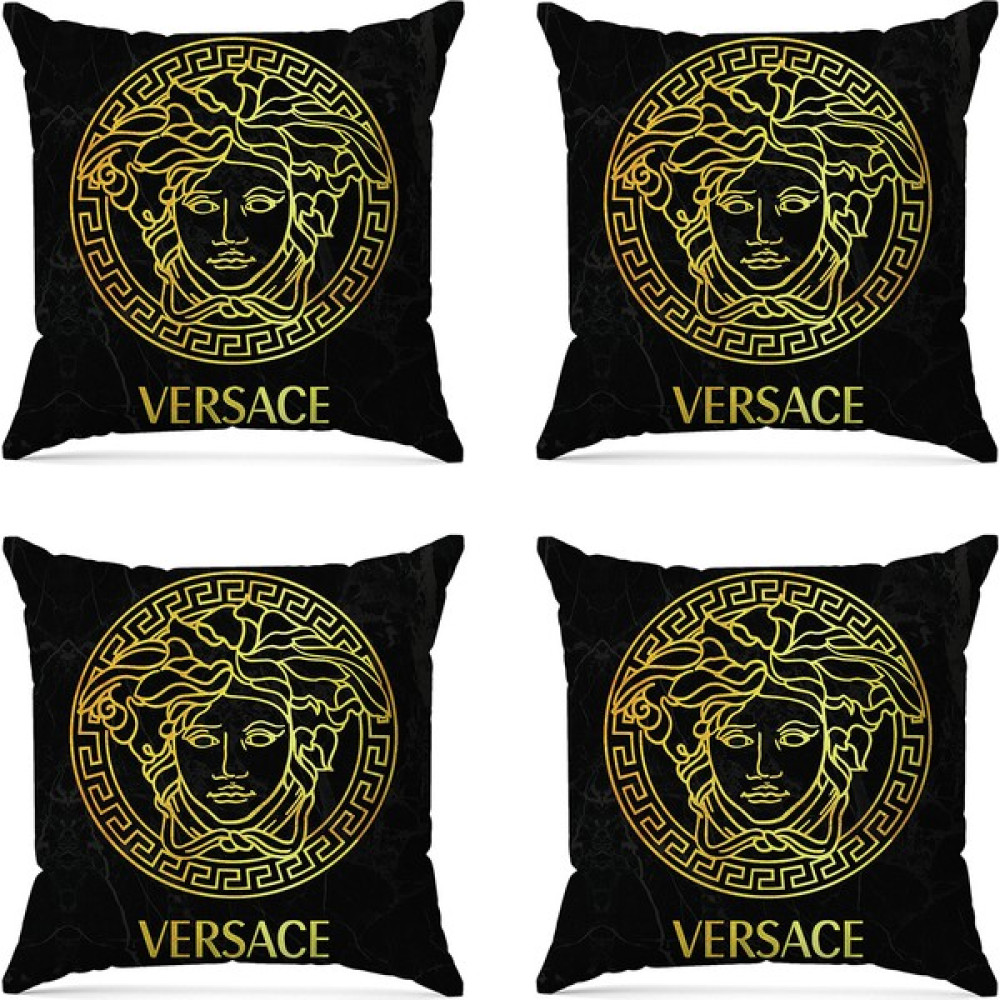 Aydemir Tekstil Versace Baskılı Dijital Dekoratif 4'lü Kırlent Kılıfı - 43 x 43 cm - Siyah Kırlent / Mobilya Yastığı Fiyatı