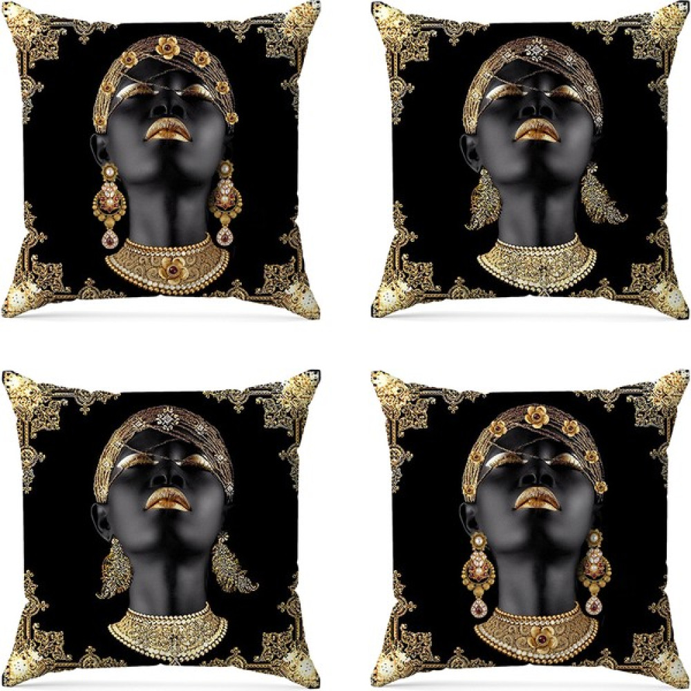 Aydemir Tekstil Zenci Kız Kombinli Dijital Baskılı Dekoratif 4'lü Kırlent Kılıfı - 43 x 43 cm - Siyah Kırlent / Mobilya Yastığı Fiyatı