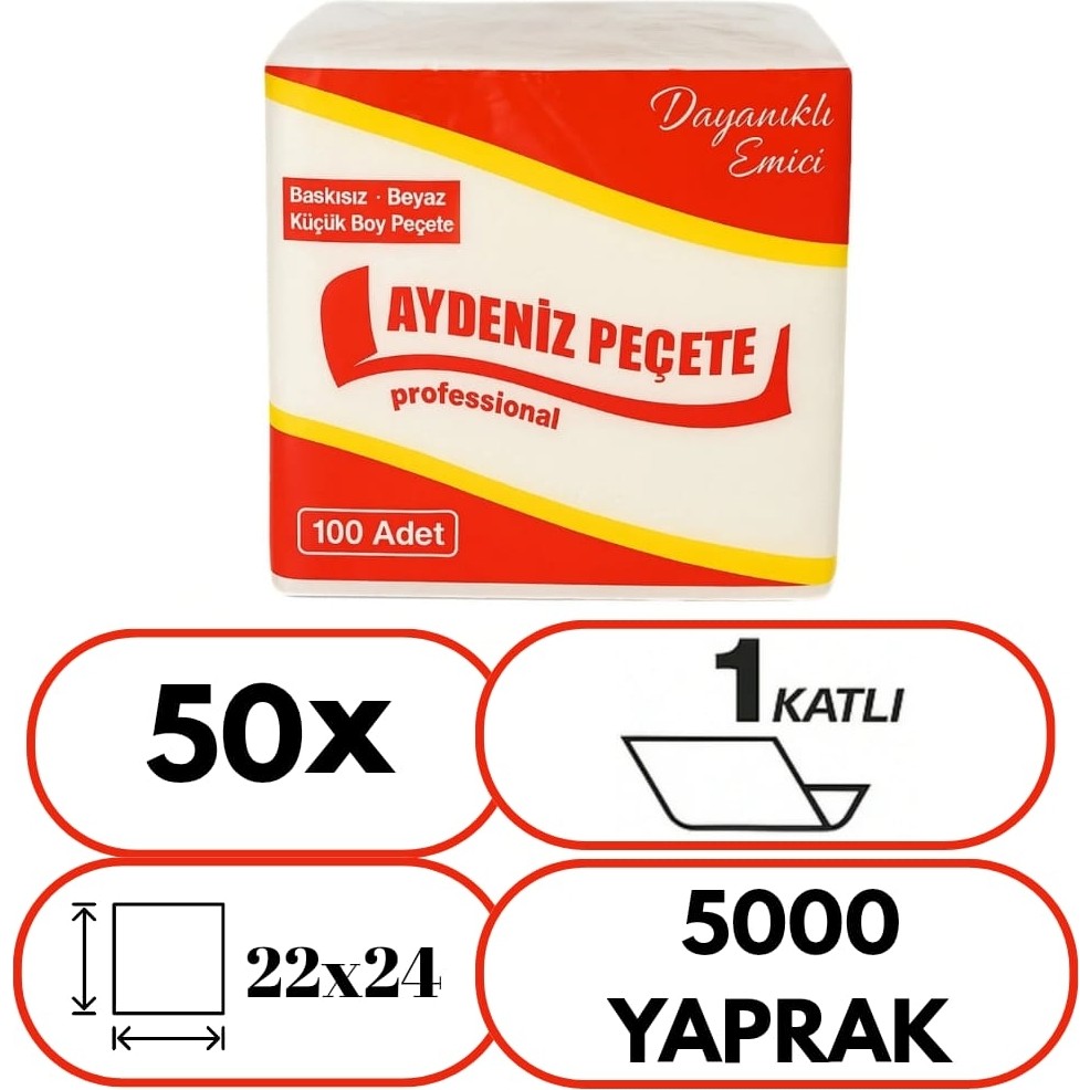 Aydeniz Peçete 50 Paket 100LÜ 5000 Adet Kare Peçete Ekonomik Servis Peçete Peçete Fiyatı