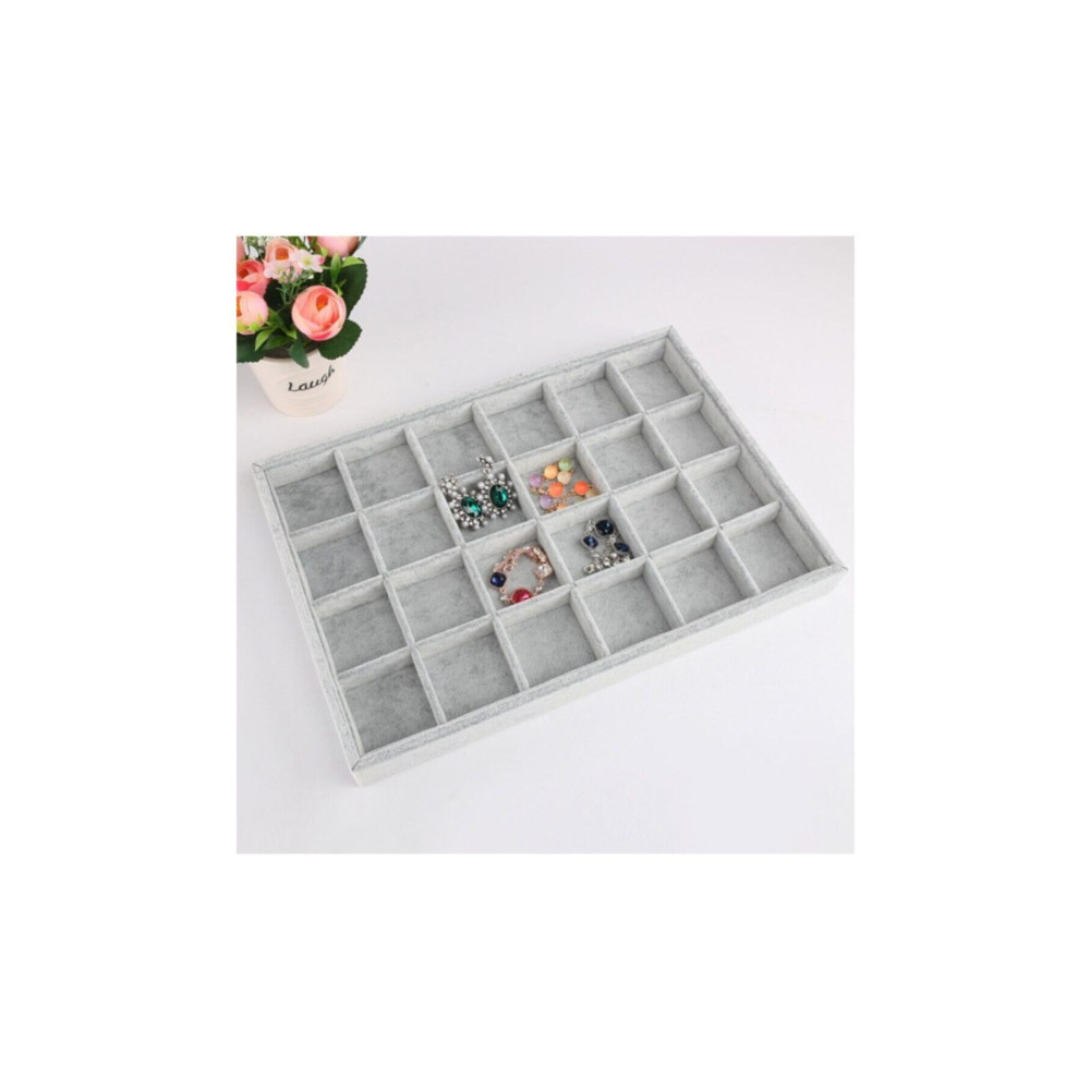 Aydın Decor Yerli Üretim Süet Kumaş Gri Renk 34 Cm / 24 Cm Bölmeli Çekmece Içi Takı Standı Dolap İçi Düzenleyici Fiyatı